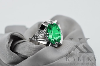 Sterling Silver 925 Emerald Ring - Vintage Elegance vrc015s