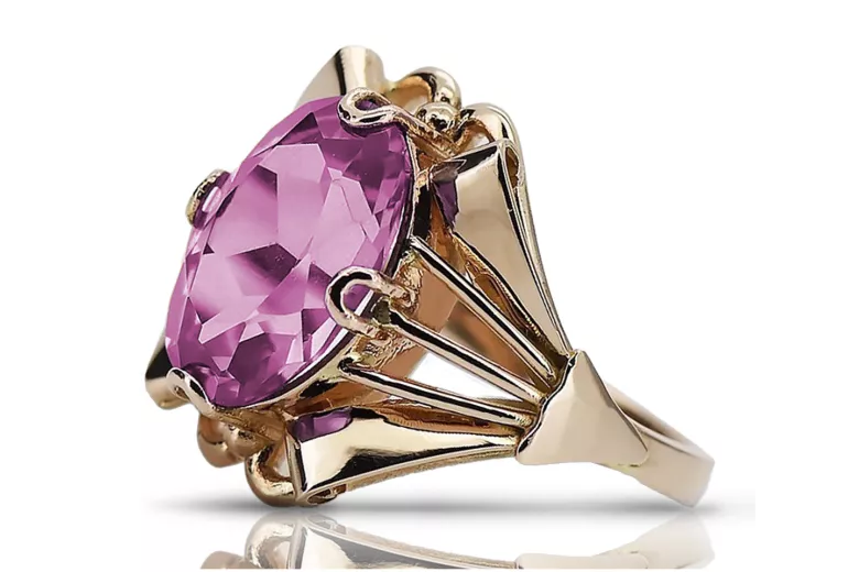 Russische sowjetische Rose 14 Karat 585 Gold Alexandrit Rubin Smaragd Saphir Zirkon Ring vrc084