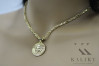 Złoty łańcuch Figaro 14k z medalem w stylu greckim Versace & Corda cpn049y&cc082y