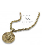 Golden Greek Versace Medallion Necklace with Figaro Chain cpn049y&cc082y