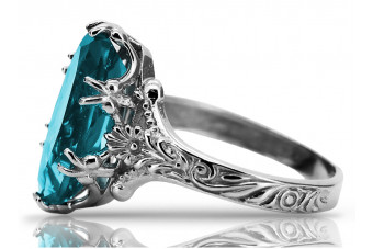 Silber 925 Ring mit Aquamarin und Topas, Vintage Stil vrc084s