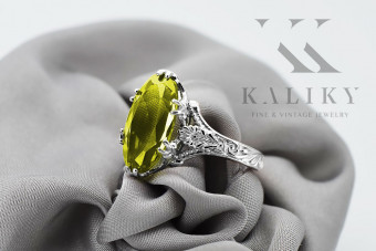 Anillo de Plata de ley 925 con Peridoto Amarillo vintage vrc084s