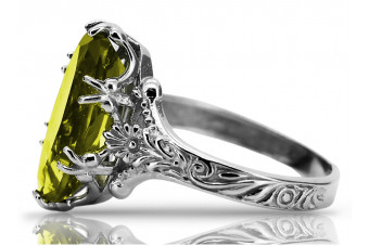 Anillo de Plata de ley 925 con Peridoto Amarillo vintage vrc084s