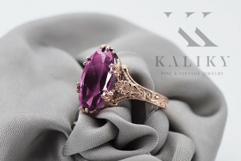 Sterling Silver Rose Gold Plated Amethyst Ring vrc084rp