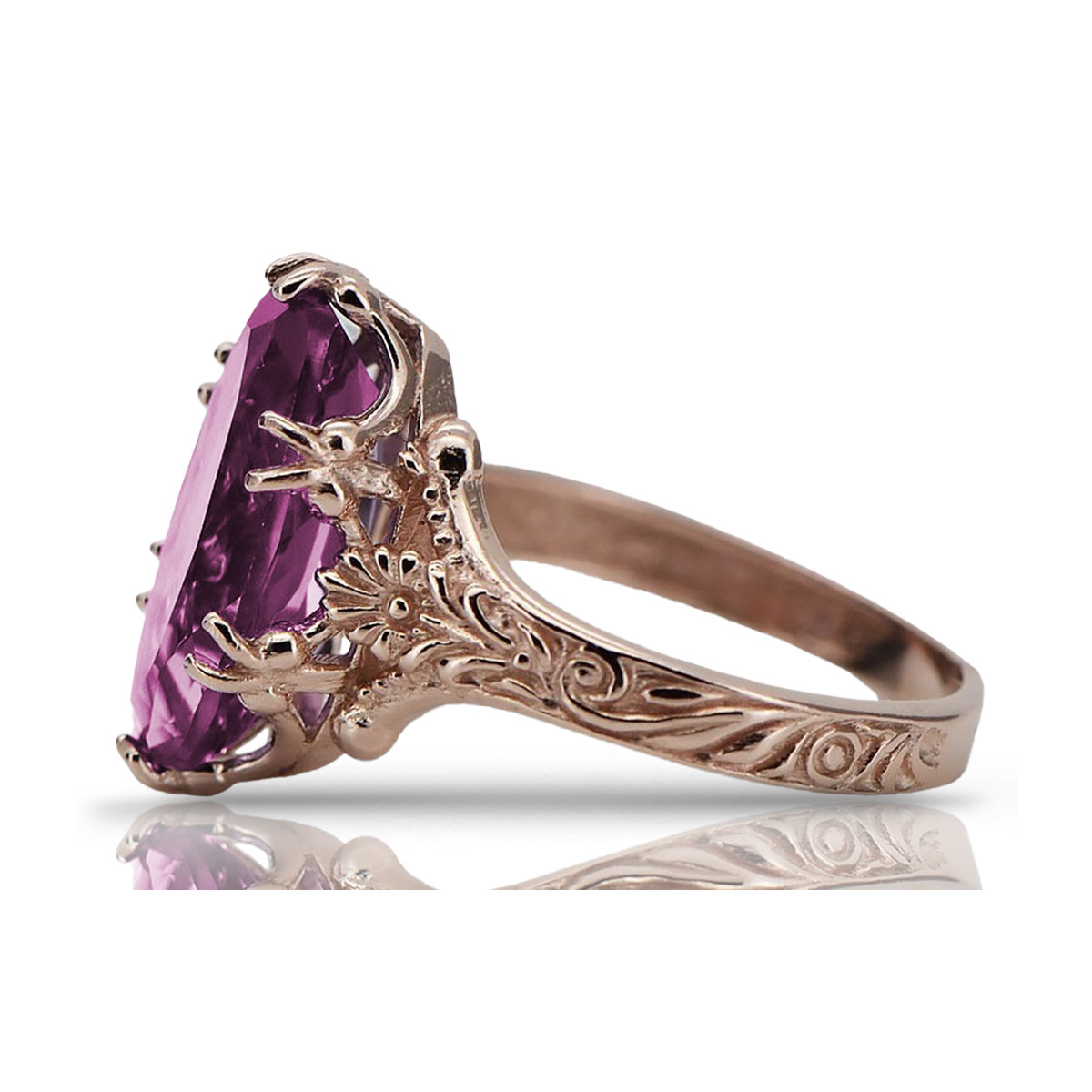 Russische sowjetische Rose 14 Karat 585 Gold Alexandrit Rubin Smaragd Saphir Zirkon Ring vrc084