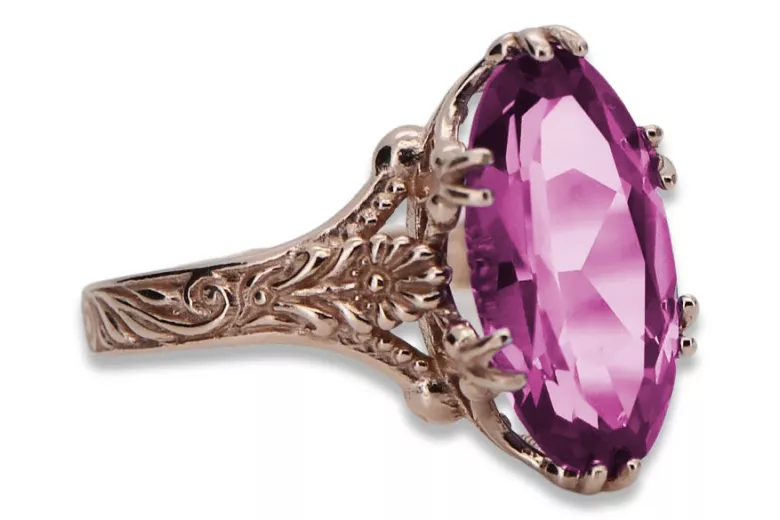 Russische sowjetische Rose 14 Karat 585 Gold Alexandrit Rubin Smaragd Saphir Zirkon Ring vrc084