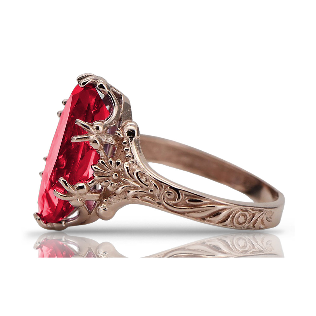 Russische sowjetische Rose 14 Karat 585 Gold Alexandrit Rubin Smaragd Saphir Zirkon Ring vrc084