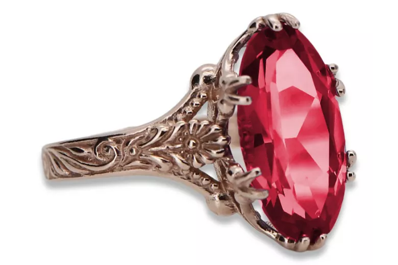 Russische sowjetische Rose 14 Karat 585 Gold Alexandrit Rubin Smaragd Saphir Zirkon Ring vrc084