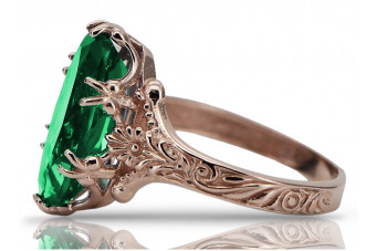 Sterling Silver Rose Gold Plated Emerald Ring vrc084rp