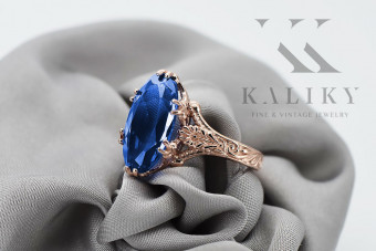 Sterling Silver Rose Gold Plated Sapphire Ring vrc084rp