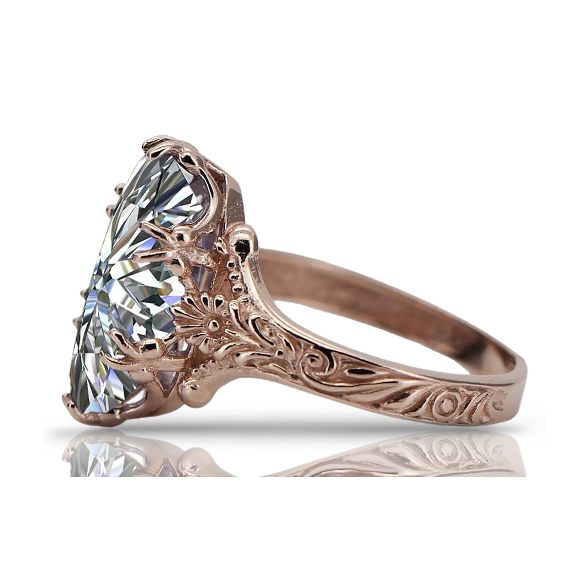 Russische sowjetische Rose 14 Karat 585 Gold Alexandrit Rubin Smaragd Saphir Zirkon Ring vrc084