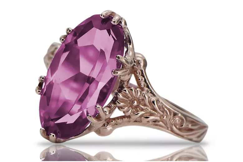 Rose soviétique russe 14k 585 or Alexandrite Ruby Emerald Sapphire Zircon ring vrc014