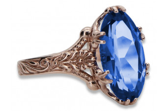 Classic Sapphire Accent in 14k Rose Gold Vintage Ring vrc084 vrc084