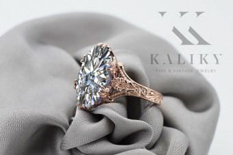 Classic 14K Rose Gold Zircon Ring with Vintage Aesthetics vrc084 vrc084