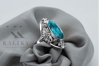 925 Sterling Silber, Aquamarin, Opal, Turmalin Ring vrc014s