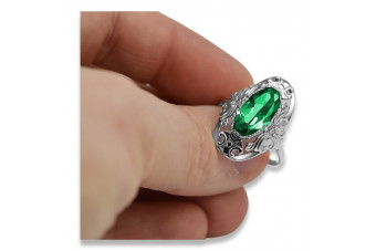 Sterling Silver 925 Emerald Statement Ring vrc014s