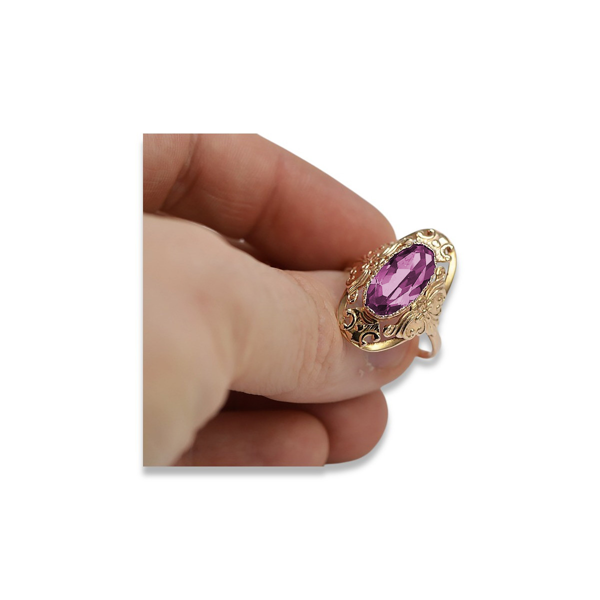 Russische sowjetische Rose 14 Karat 585 Gold Alexandrit Rubin Smaragd Saphir Zirkon Ring vrc014