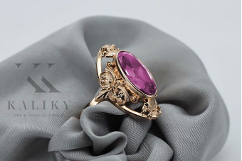 Vintage 925 Silber Roségold Vergoldeter Ring mit Amethyst vrc014rp