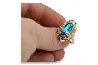 Sterling Silver Rose Gold Plated Aquamarine Ring vrc014rp