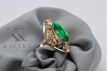 Sterling Silver Rose Gold Plated Emerald Ring vrc014rp