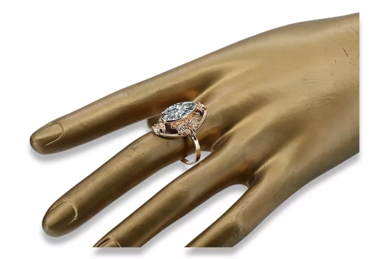 Russische sowjetische Rose 14 Karat 585 Gold Alexandrit Rubin Smaragd Saphir Zirkon Ring vrc014