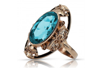 Ruso soviético rosa 14k 585 oro Alejandrita Rubí Esmeralda Zafiro Circón anillo vrc014