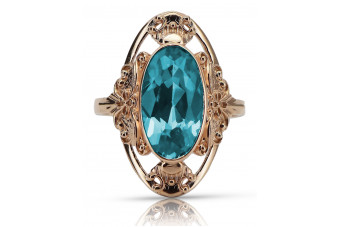 Aesthetic Aquamarine Vintage Ring in 14K Rose Gold  vrc014 vrc014