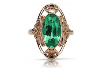 Emerald Shine: Original Vintage 14K Rose Gold Ring  vrc014 vrc014