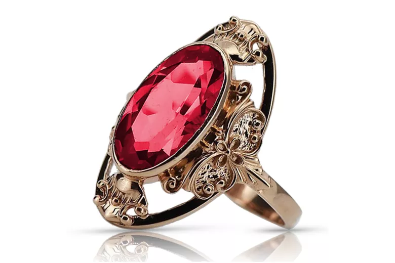 Russische sowjetische Rose 14 Karat 585 Gold Alexandrit Rubin Smaragd Saphir Zirkon Ring vrc014