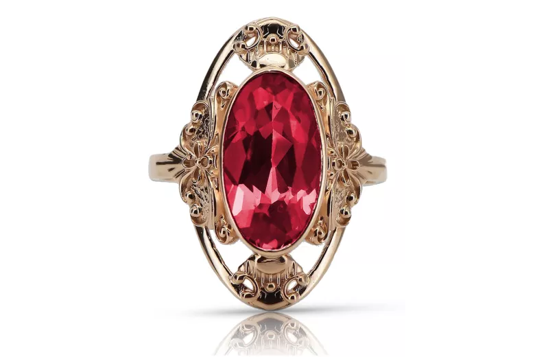 Rubinowy Pierścień Vintage z Różowego Złota 14k vrc014 vrc014