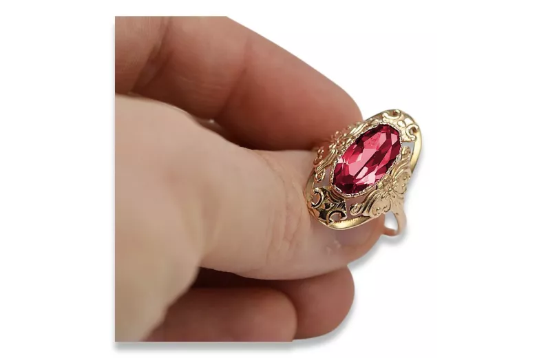 Russian Soviet rose 14k 585 gold Alexandrite Ruby Emerald Sapphire Zircon ring  vrc014