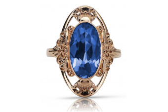 Russische sowjetische Rose 14 Karat 585 Gold Alexandrit Rubin Smaragd Saphir Zirkon Ring vrc014