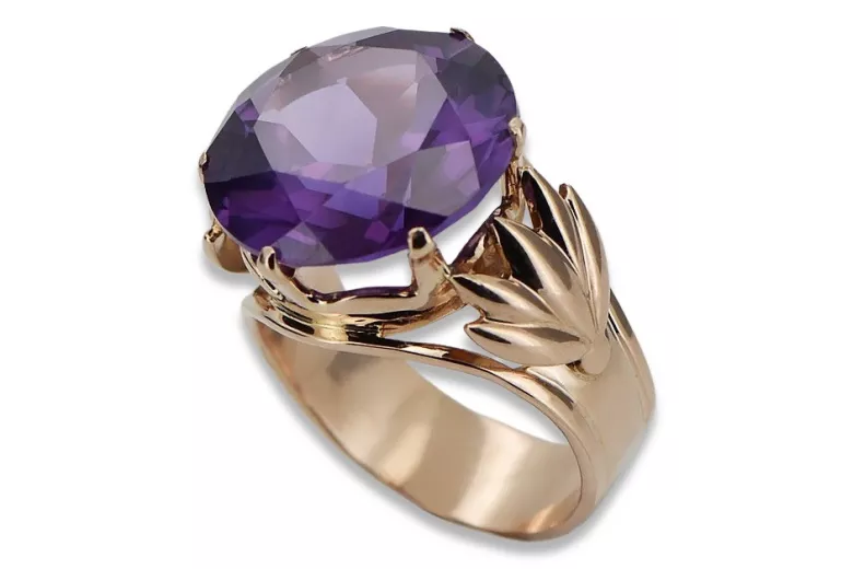 Rose soviétique russe 14k 585 or Alexandrite Ruby Emerald Sapphire Zircon ring vrc084