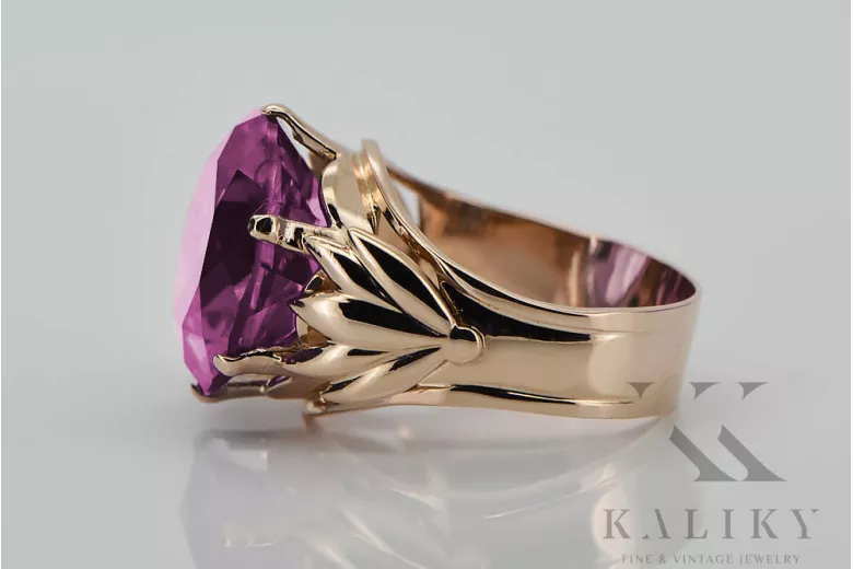 Russische sowjetische Rose 14 Karat 585 Gold Alexandrit Rubin Smaragd Saphir Zirkon Ring vrc084