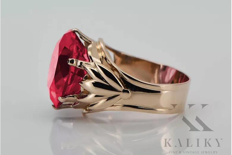 Russische sowjetische Rose 14 Karat 585 Gold Alexandrit Rubin Smaragd Saphir Zirkon Ring vrc084