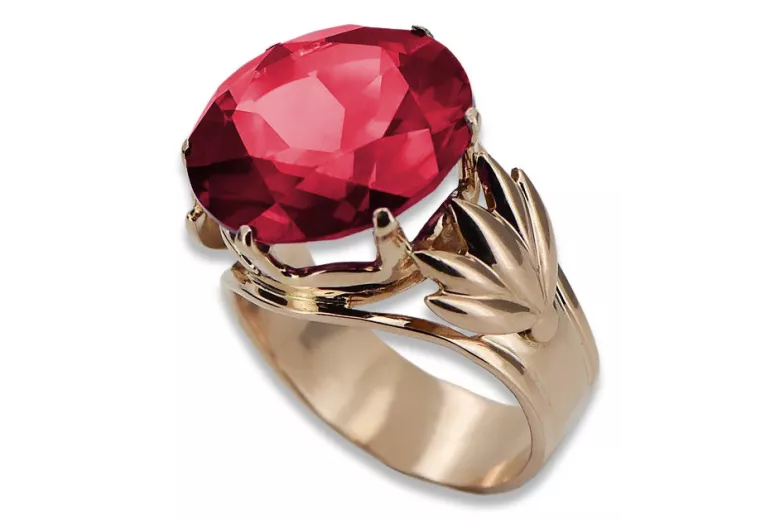 Russische sowjetische Rose 14 Karat 585 Gold Alexandrit Rubin Smaragd Saphir Zirkon Ring vrc084