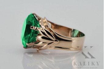 Sterling Silver Rose Gold Plated Emerald Cocktail Ring vrc029rp