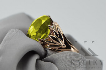 Anillo de Peridoto Amarillo en Plata de Ley Chapada en Oro Rosa vrc029rp