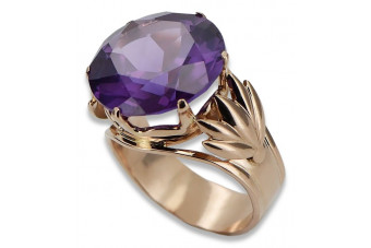 Ruso soviético rosa 14k 585 oro Alejandrita Rubí Esmeralda Zafiro Circón anillo vrc014