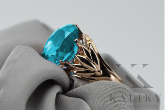 Authentischer Aquamarin 14 Karat Vintage-Roségold Ring,  vrc029 vrc029