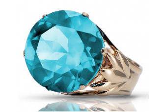 Authentischer Aquamarin 14 Karat Vintage-Roségold Ring,  vrc029 vrc029