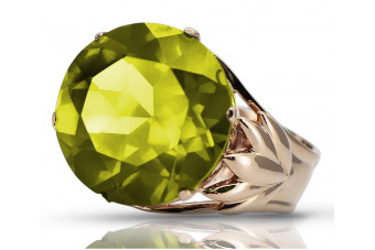 Inel vintage din aur roz de 14k, Peridot galben vrc029