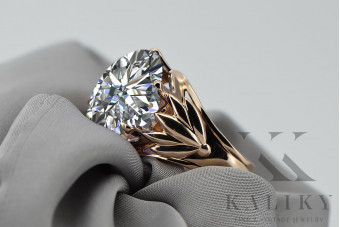 Zircon-Enriched Original Vintage 14K Rose Gold Ring vrc029 vrc029