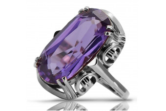 Sterling Silver 925 Alexandrite Ring in Vintage Style vrc038s