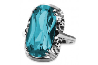 Sterling Silver 925 Aquamarine Cocktail Ring vrc038s