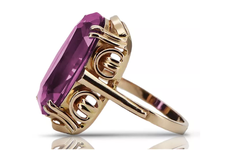 Russische sowjetische Rose 14 Karat 585 Gold Alexandrit Rubin Smaragd Saphir Zirkon Ring vrc084