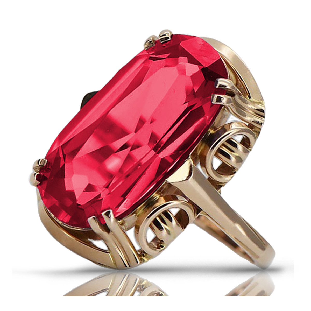 Russische sowjetische Rose 14 Karat 585 Gold Alexandrit Rubin Smaragd Saphir Zirkon Ring vrc084