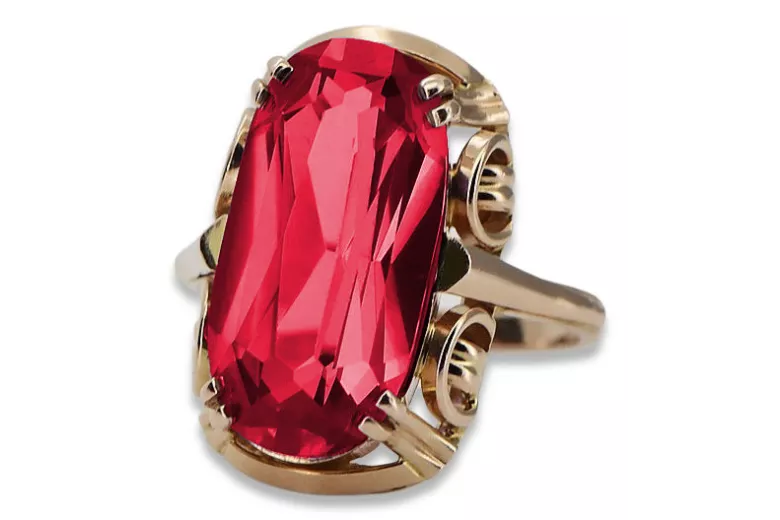 Russische sowjetische Rose 14 Karat 585 Gold Alexandrit Rubin Smaragd Saphir Zirkon Ring vrc084