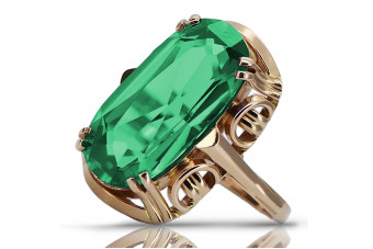 Sterling Silver Rose Gold Plated Emerald Ring vrc038rp