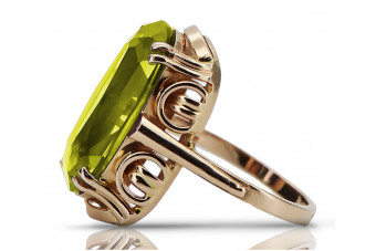 Sterling Silver Rose Gold Plated Peridot Ring - Vintage Style vrc038rp